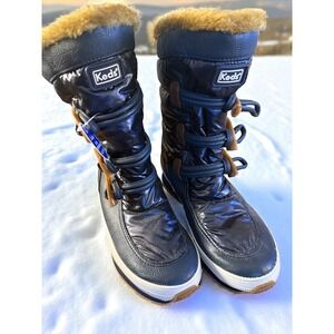 Keds Women's 9 Navy Powderpuff Faux Fur Lined Pull On Boots Waterproof